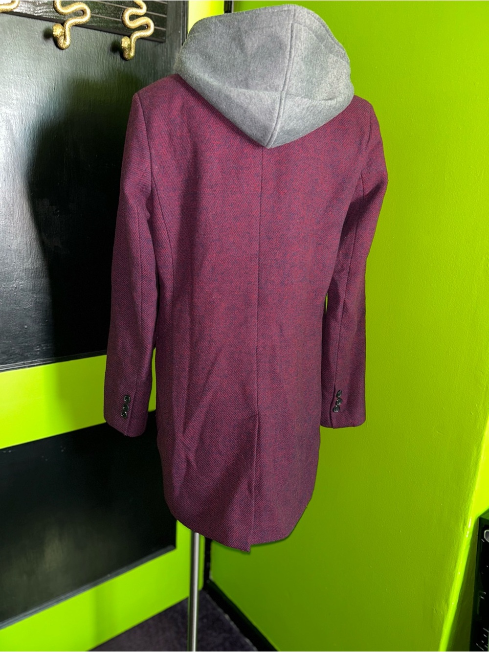 Women's Plum Acrylic Blend Single-Breasted Coat - Picture 8 of 12